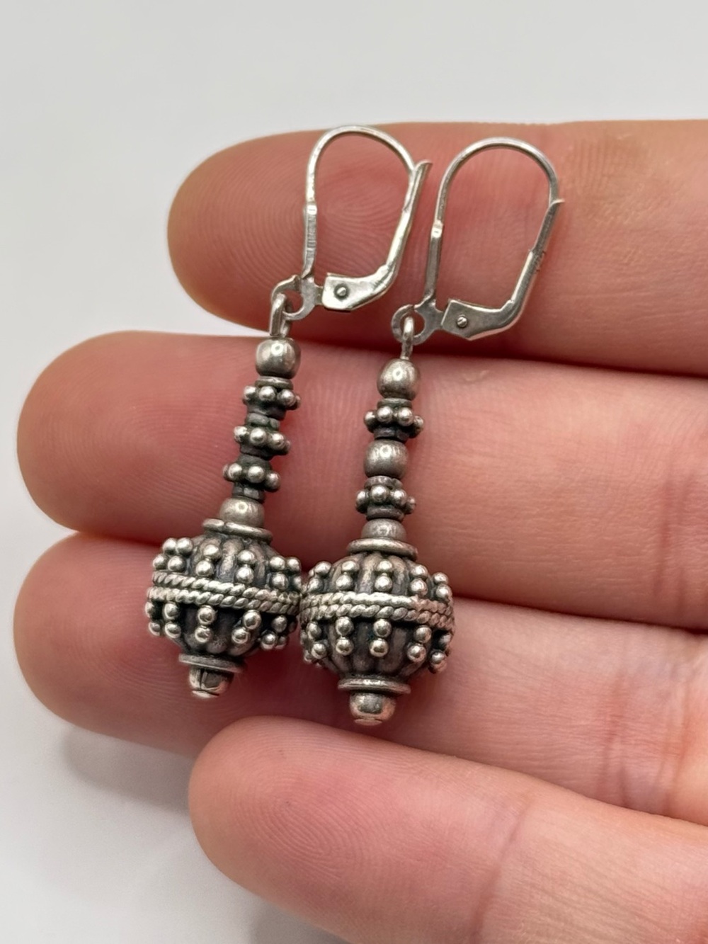 Vintage 925 Sterling Silver Exotix India Art Earrings